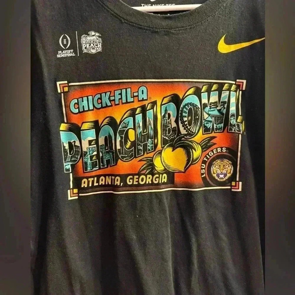 LSU TIGERS Nike Peach Bowl long sleeve Chick-Fil-A Atlanta t shirt size Medium - Picture 2 of 5